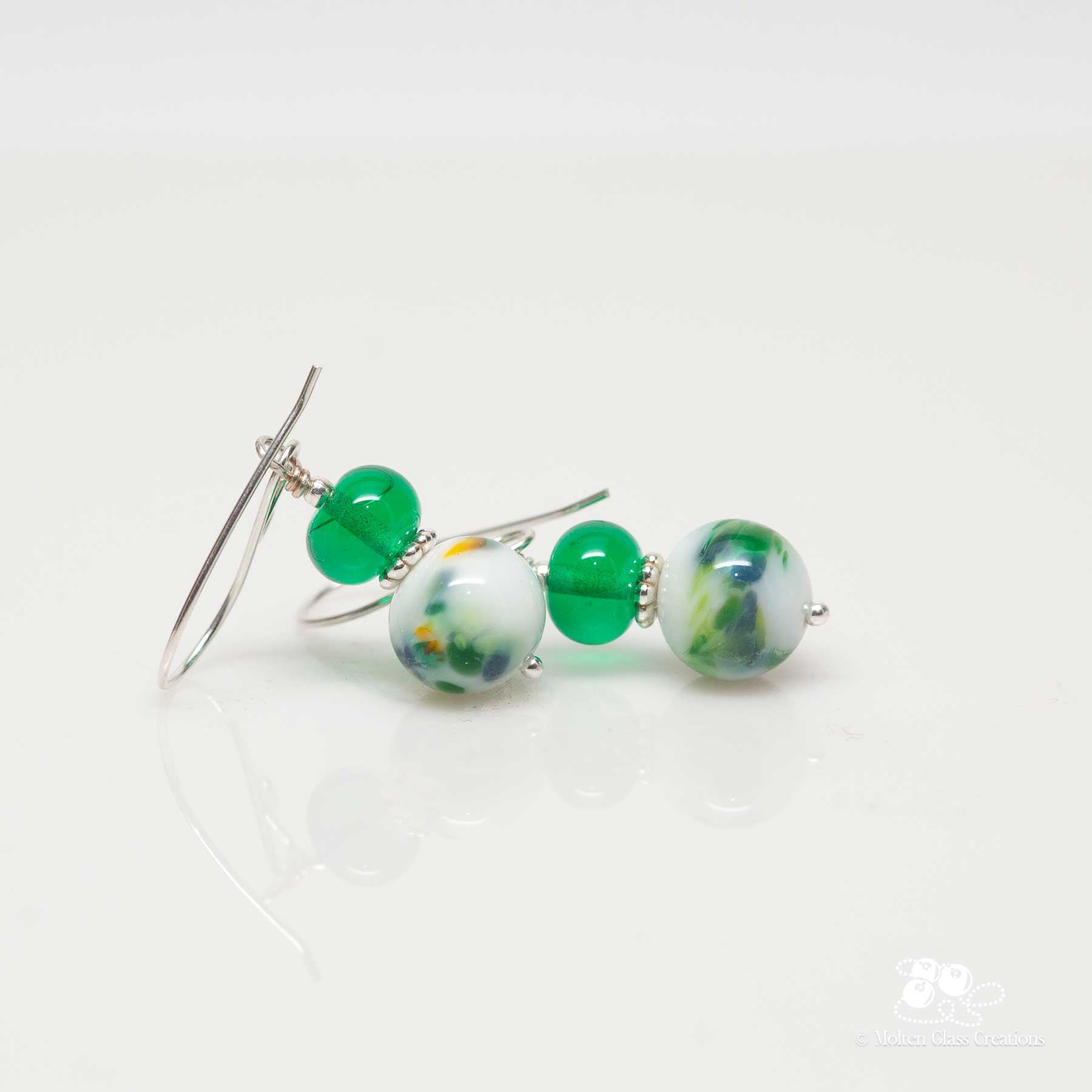 earrings with a green marble style look