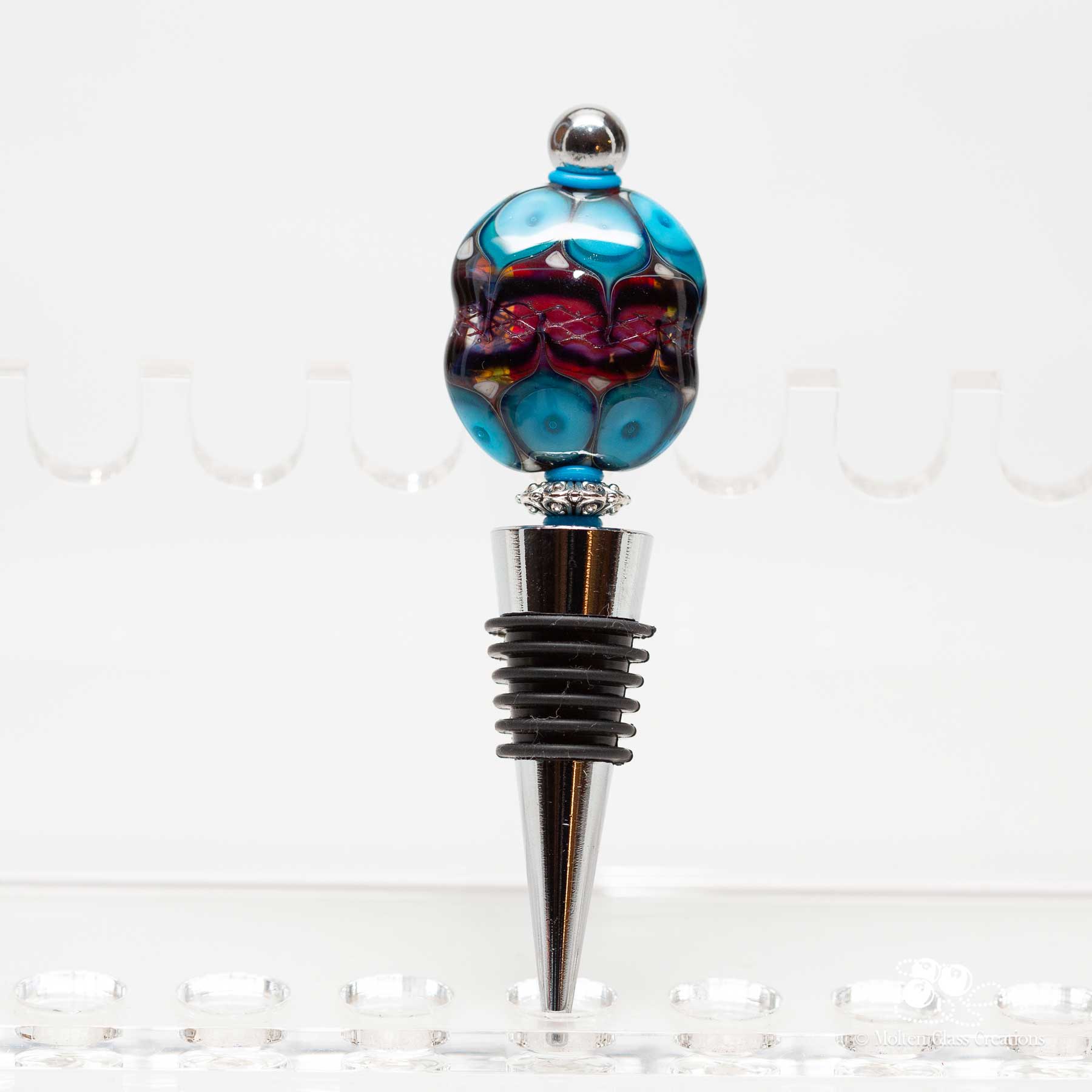 handmade glass bead wine bottle stopper