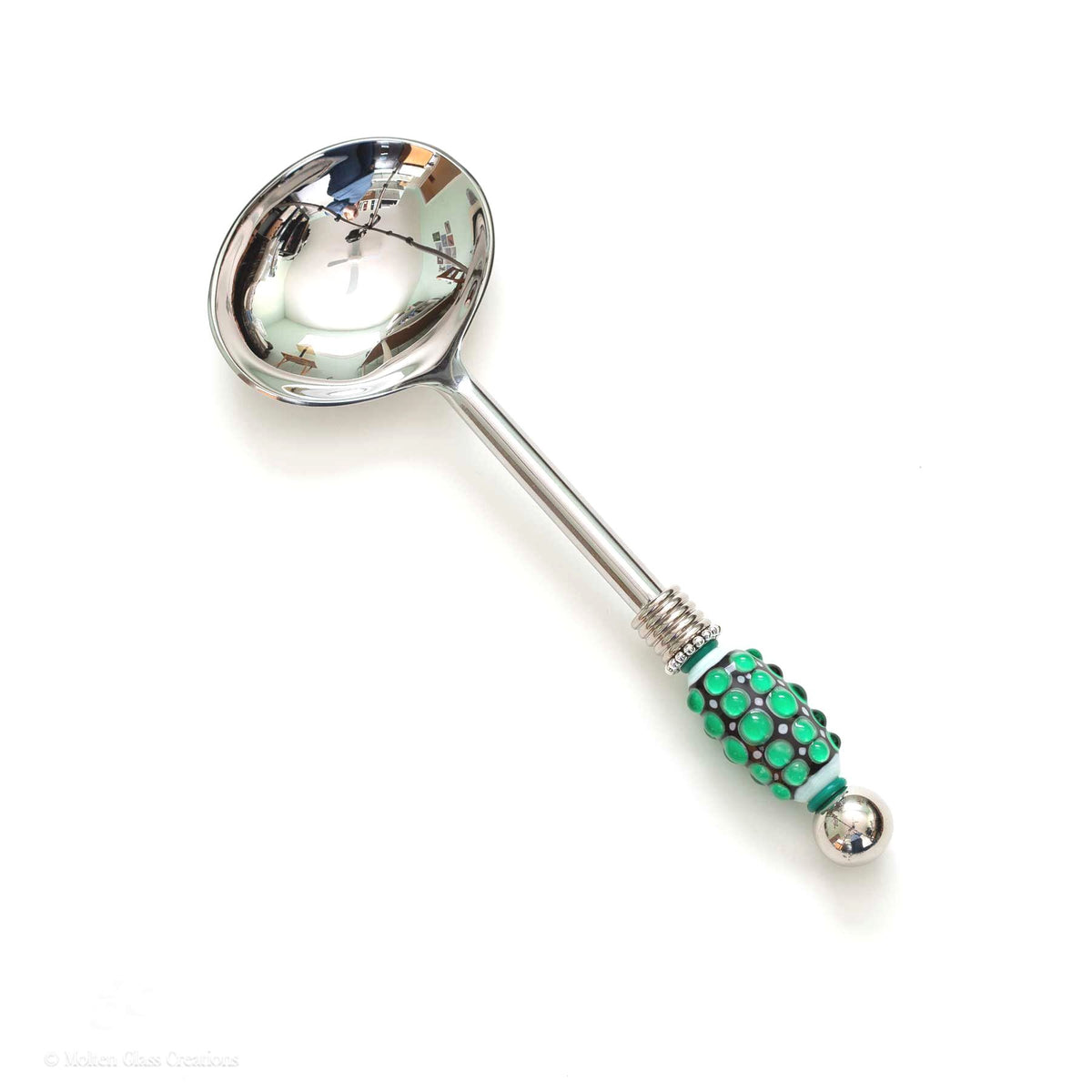 Beaded Serving Spoon - Green Dots