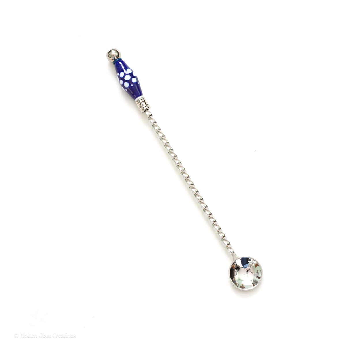Beaded Cocktail Spoon - Blue with Dots
