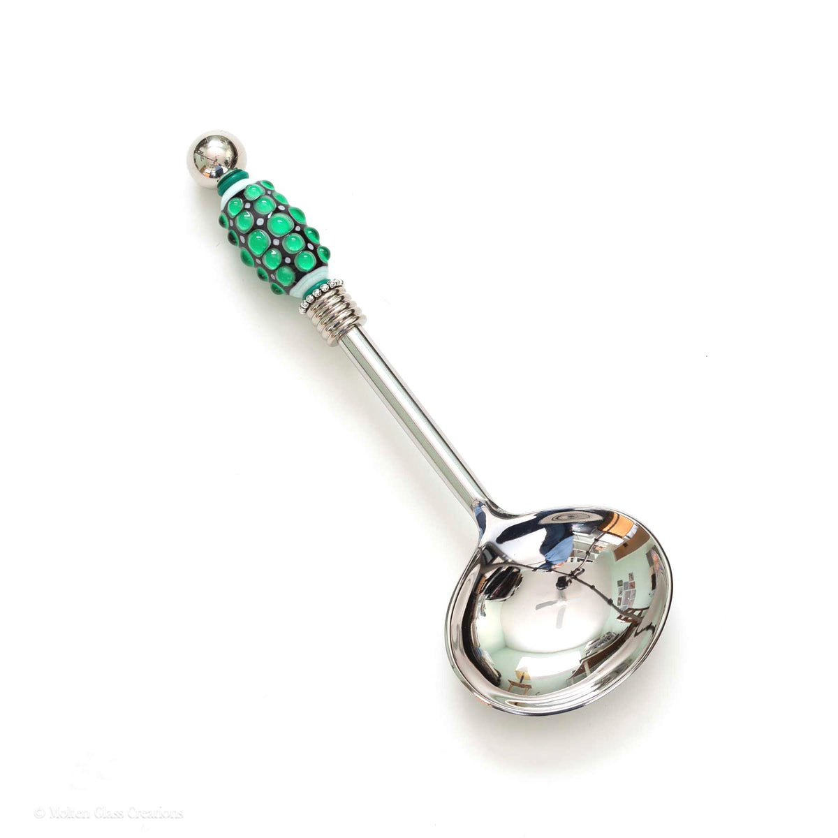 Beaded Serving Spoon - Green Dots