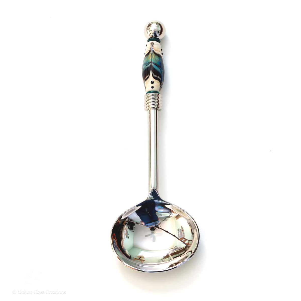 Beaded Serving Spoon - Ivory &amp; Blue