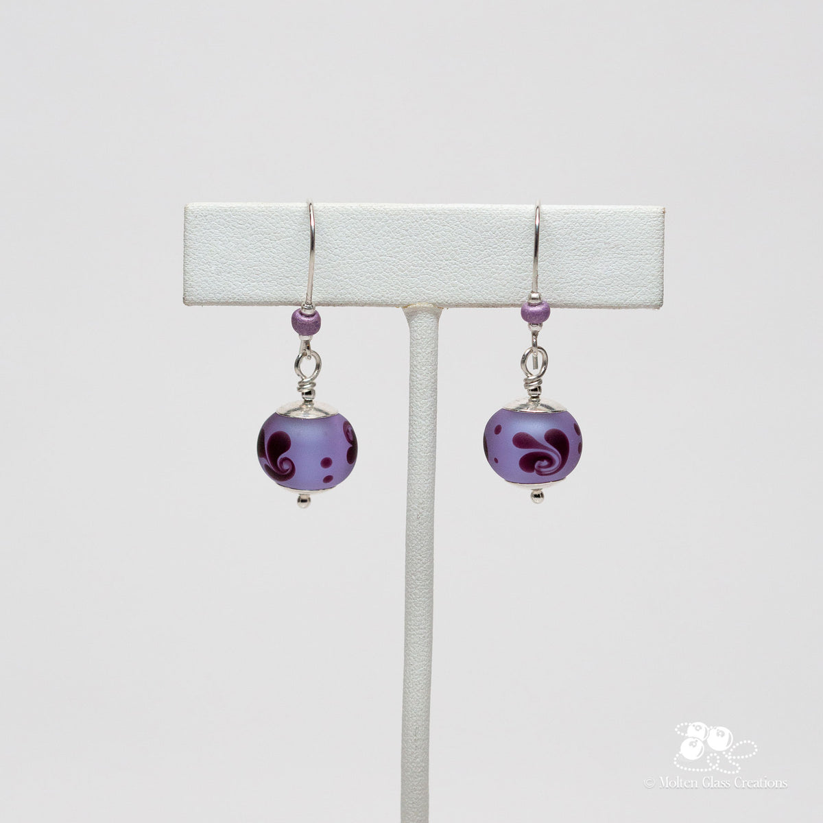 Etched Lavender Glass Earrings