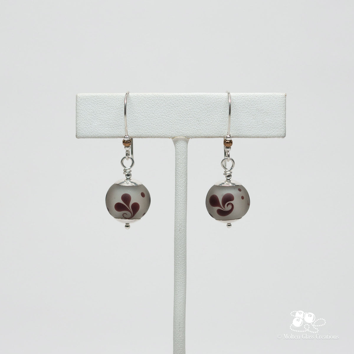 Etched Gray Glass Earrings