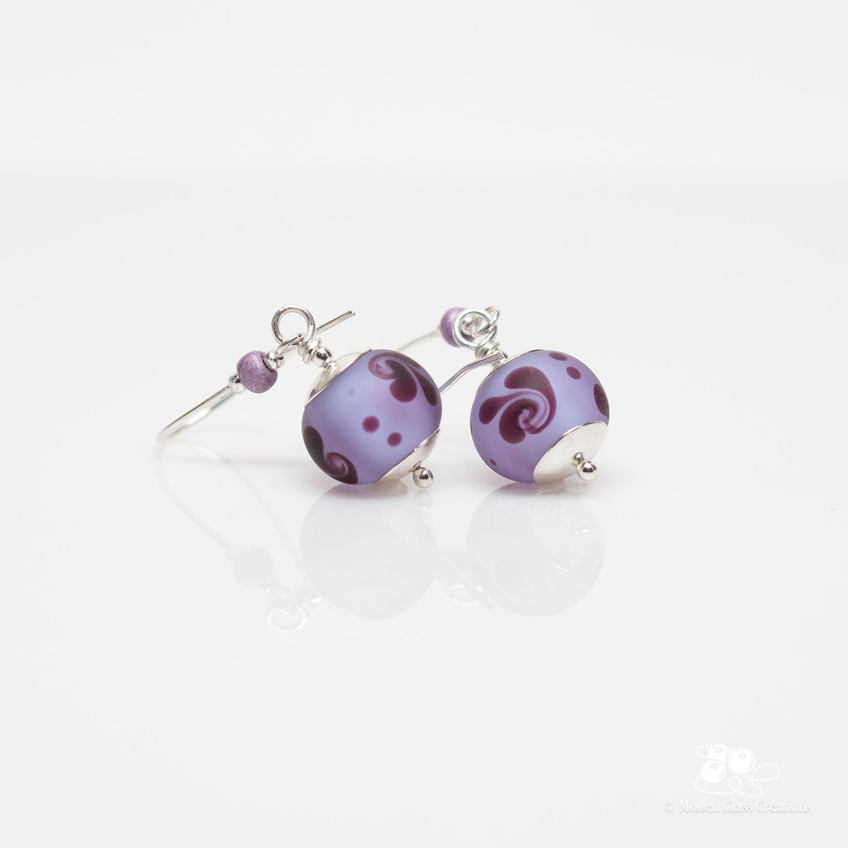 Etched Lavender Glass Earrings