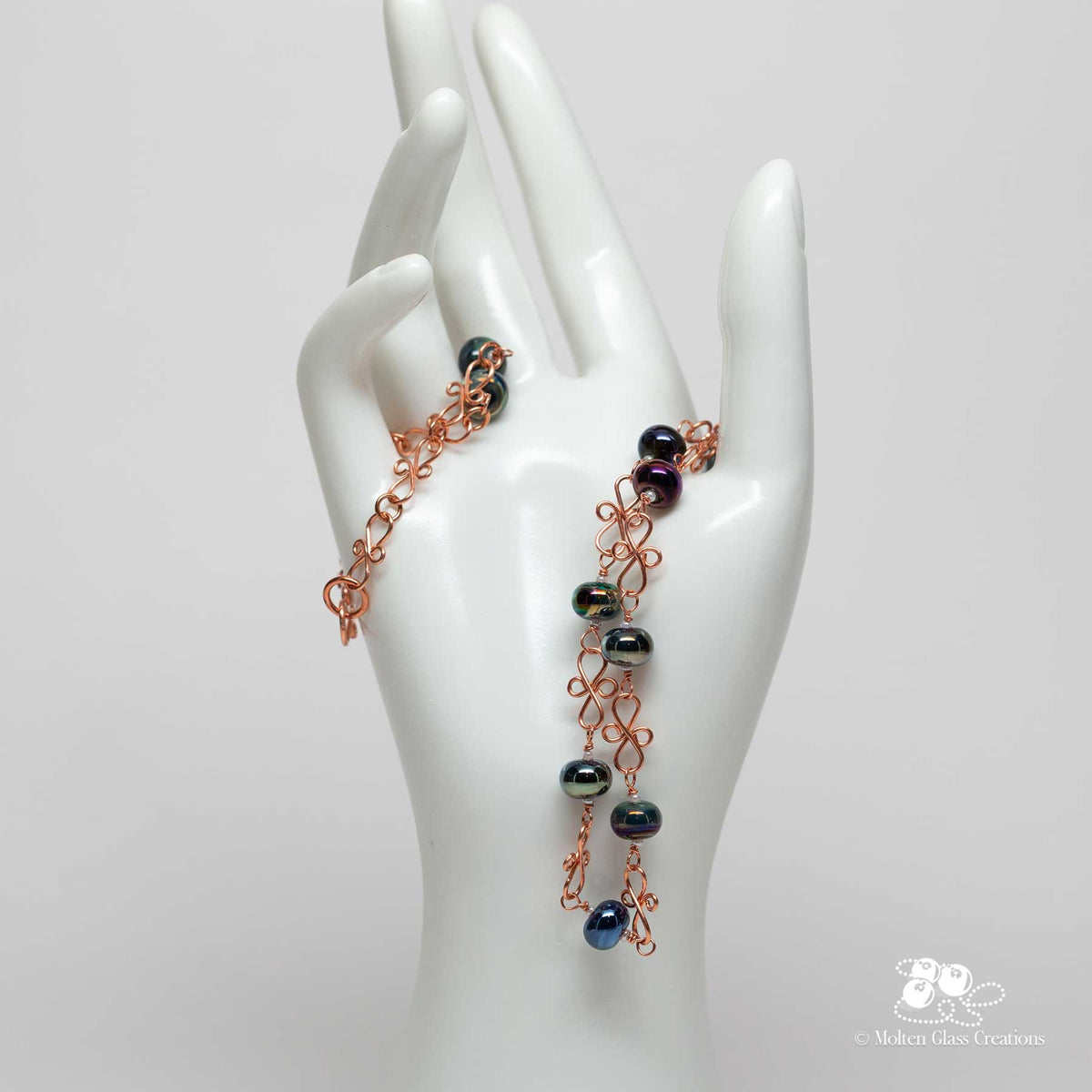 Copper and Metallic Glass Necklace