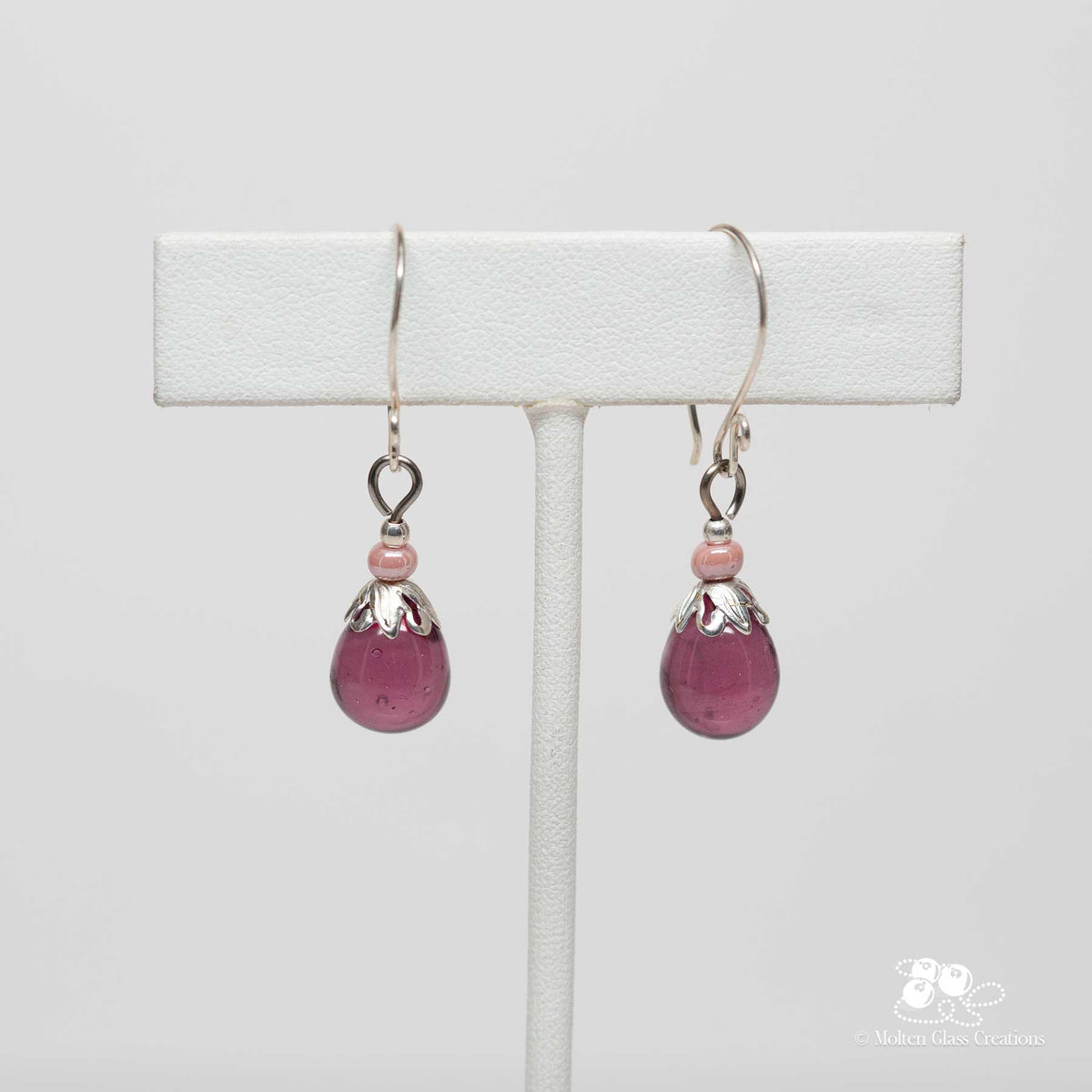 Light Purple Teardrop Glass Earrings