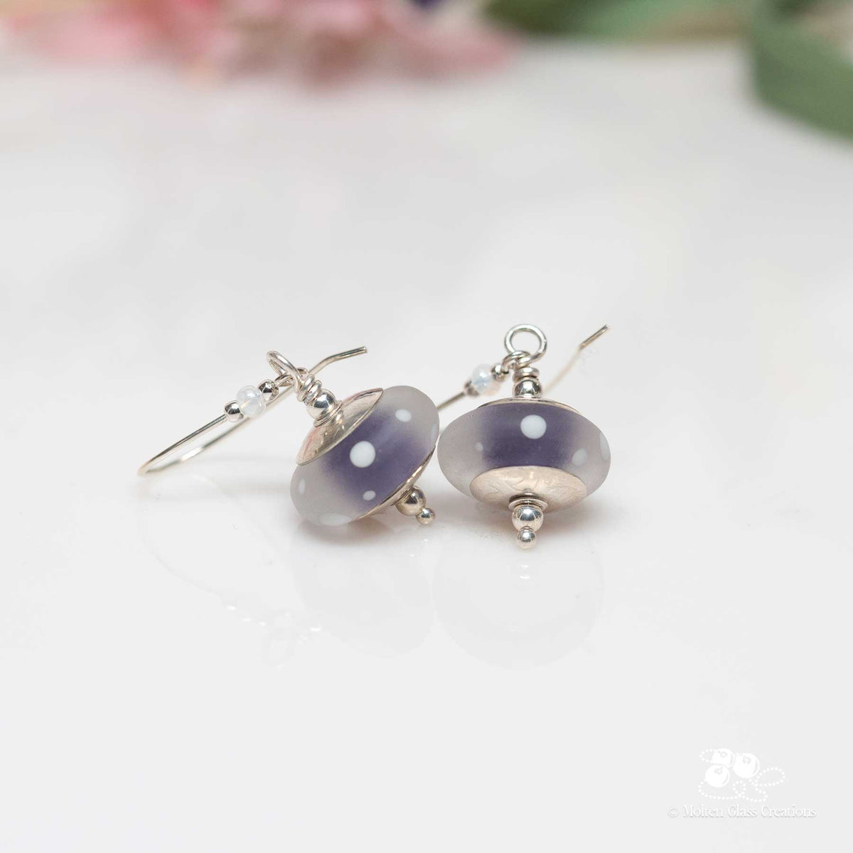 Etched Purple Dot Earrings