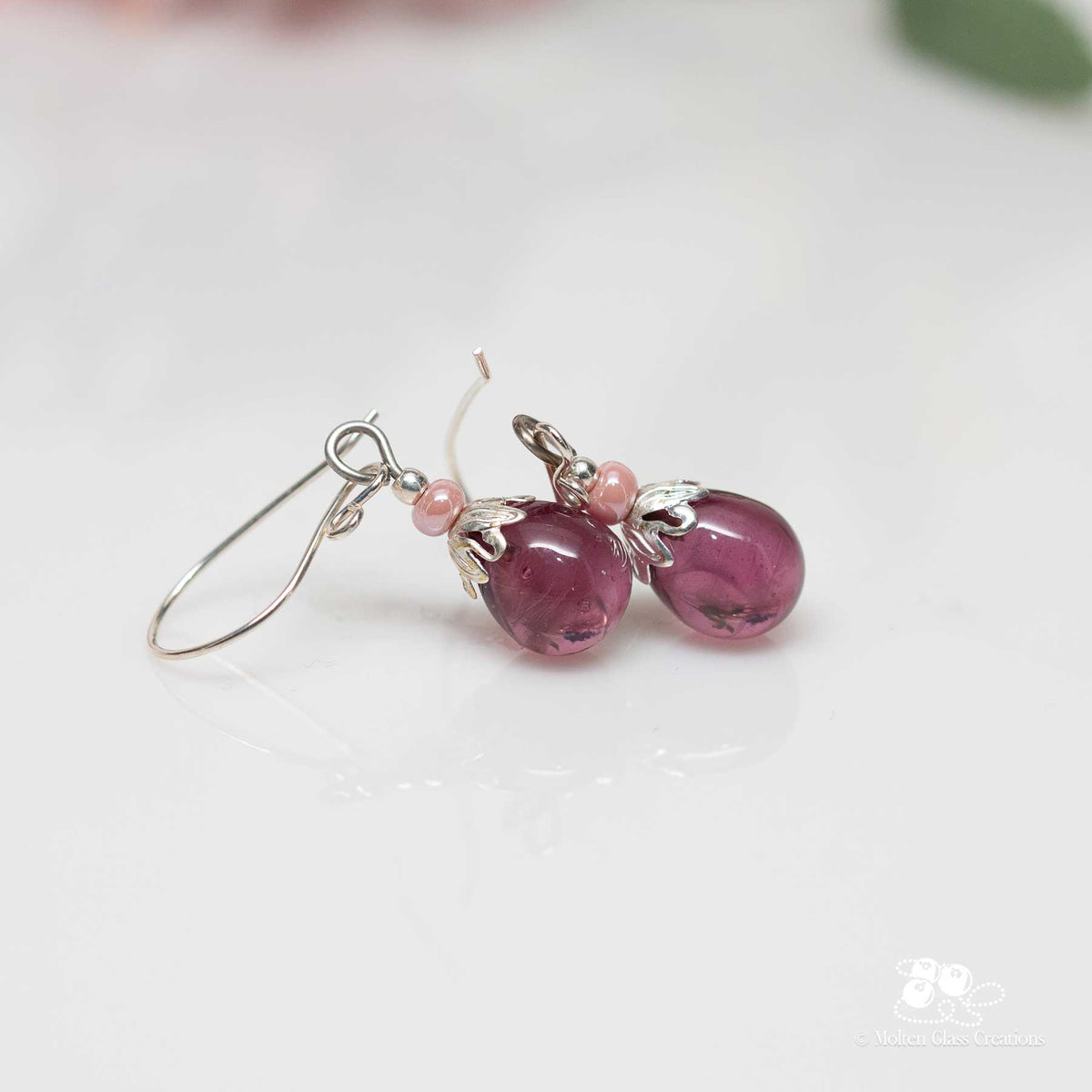 Light Purple Teardrop Glass Earrings