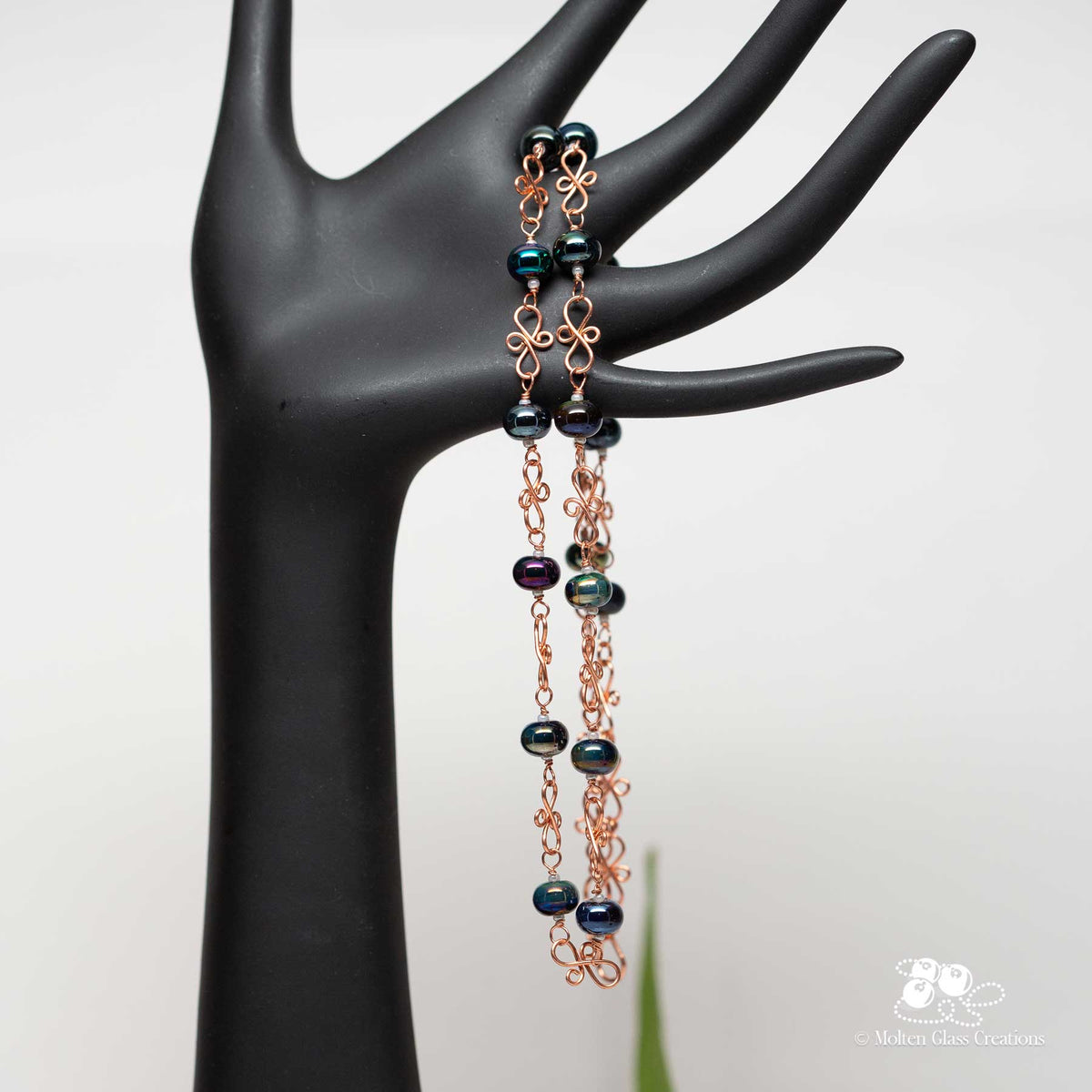 Copper and Metallic Glass Necklace