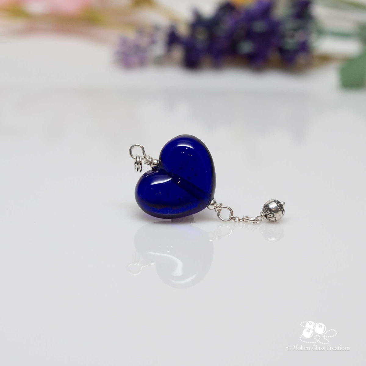 Cobalt Blue Glass Heart Pendant