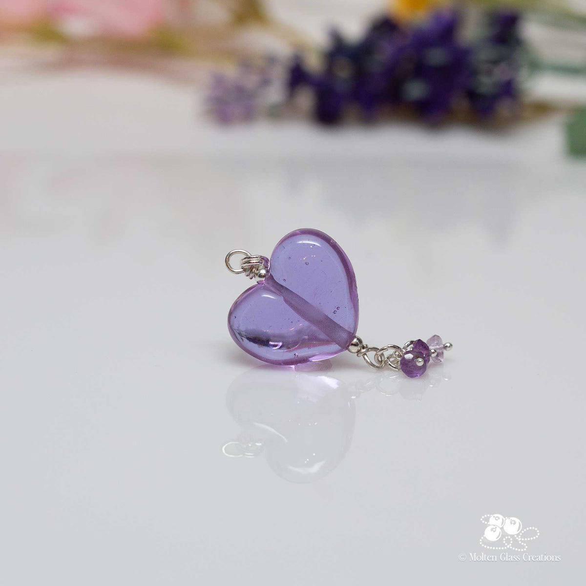 Lavender Glass Heart Pendant