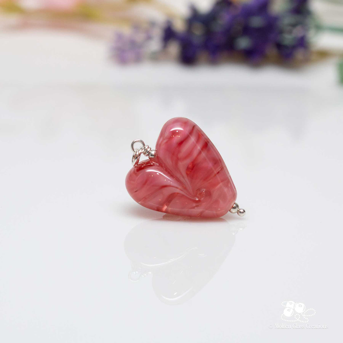 Soft Rose Glass Heart Pendant