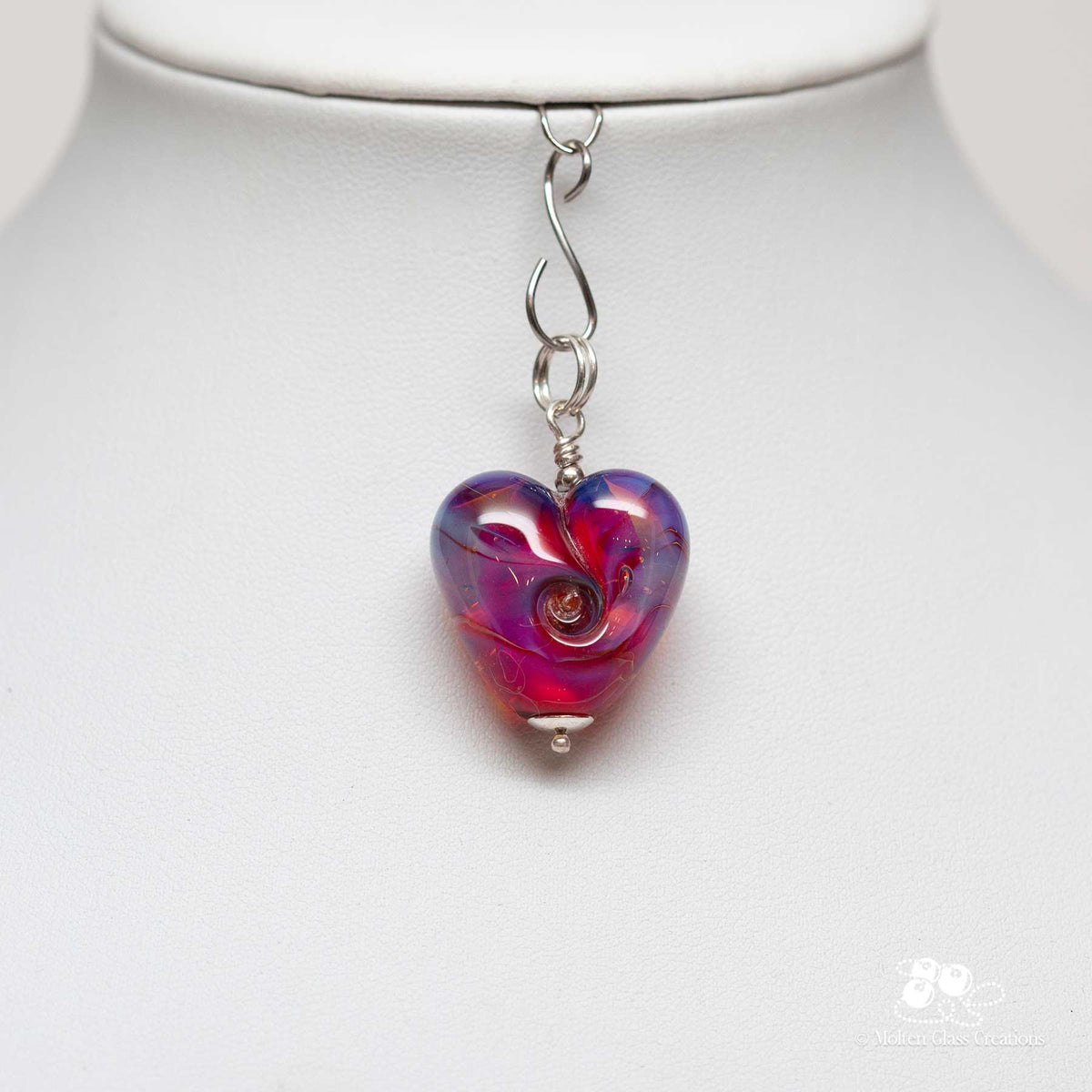 Hot Pink Glass Heart Pendant