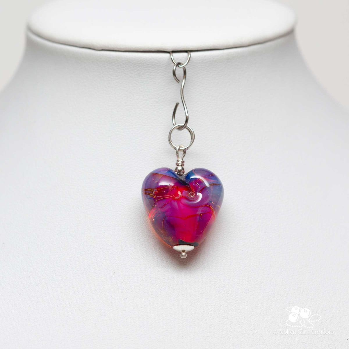 Hot Pink Glass Heart Pendant
