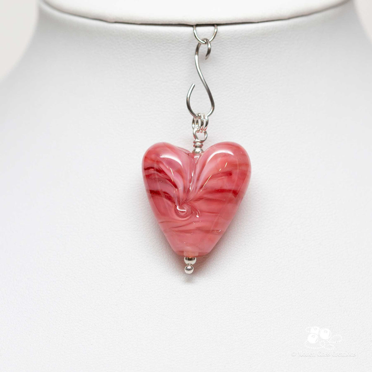 Soft Rose Glass Heart Pendant