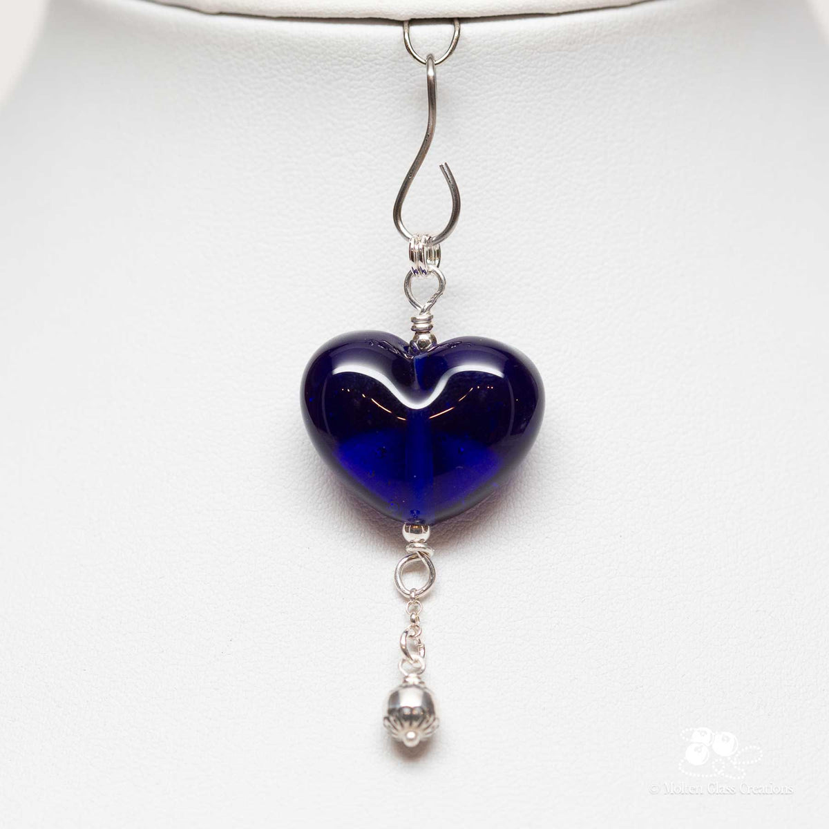 Cobalt Blue Glass Heart Pendant