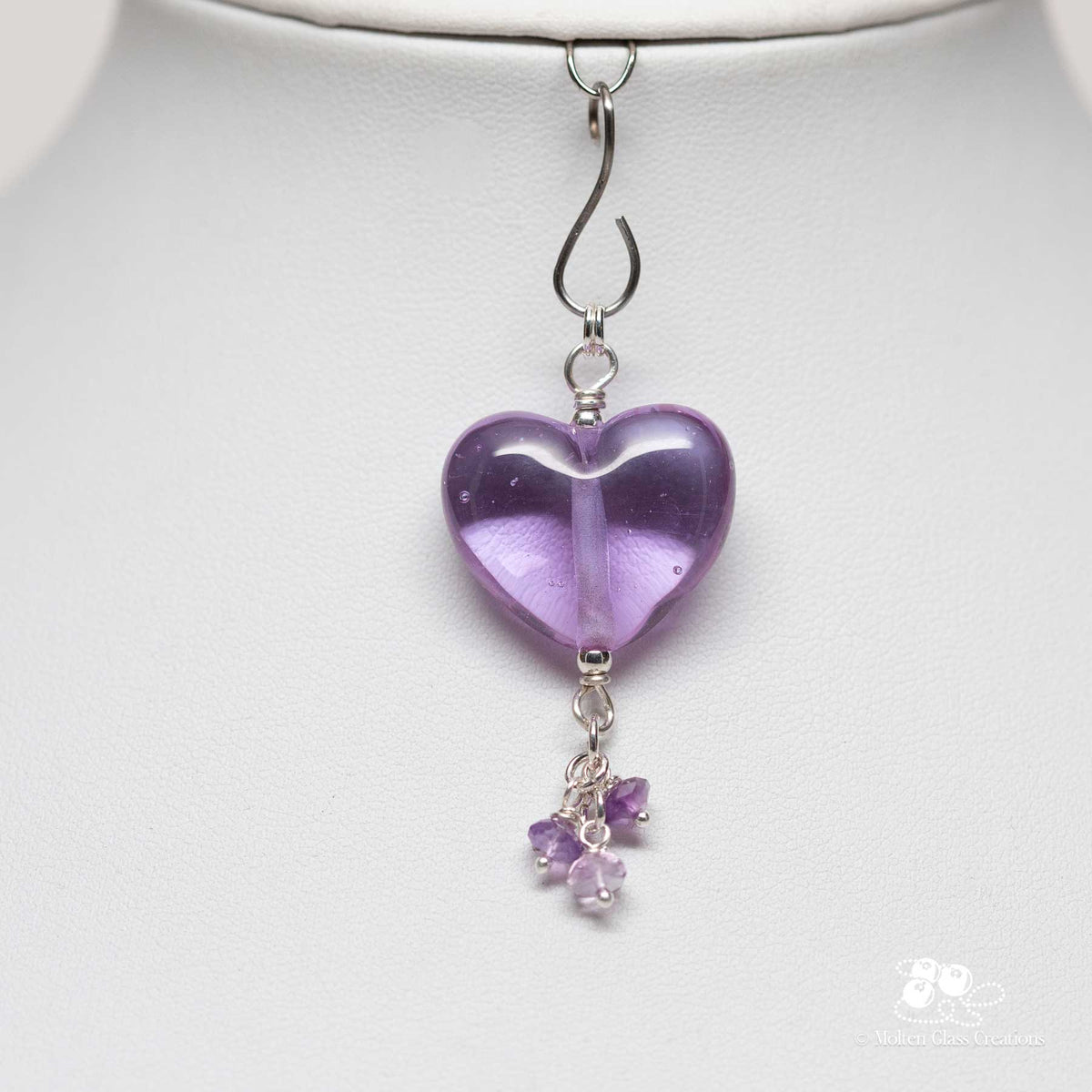 Lavender Glass Heart Pendant