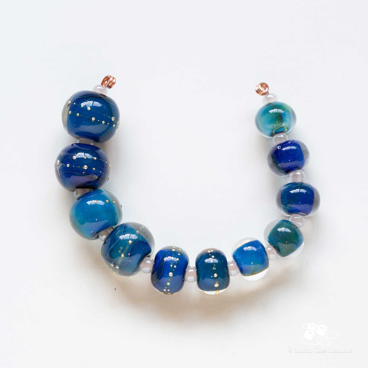 Blue & Silver Glass Bead Set