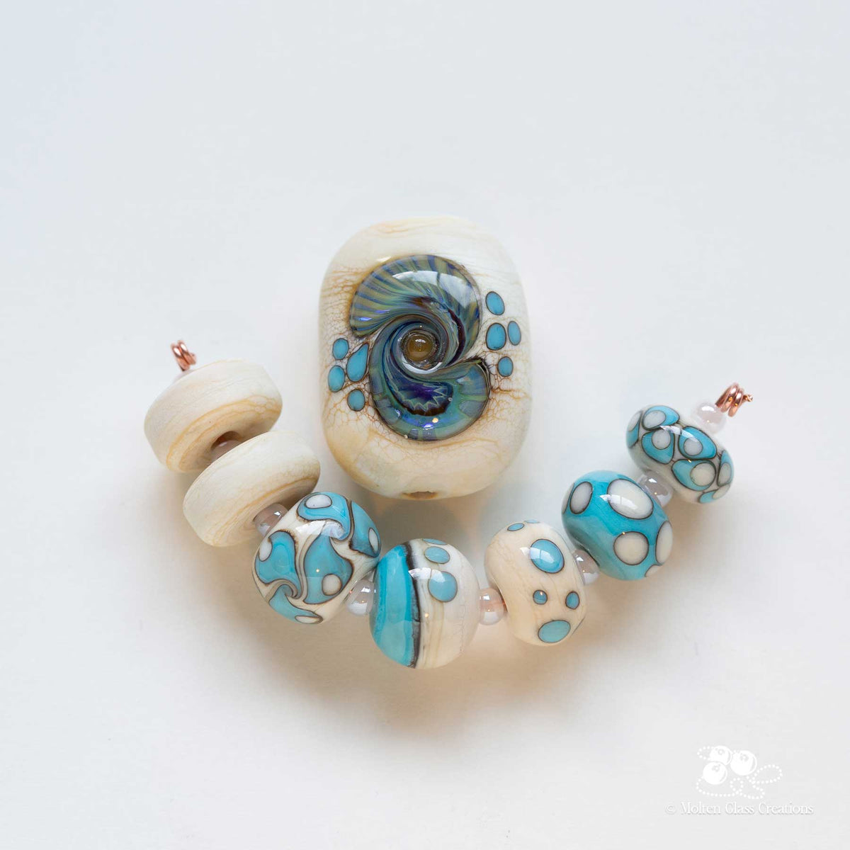 Ivory & Turquoise Mosaic Bead Set