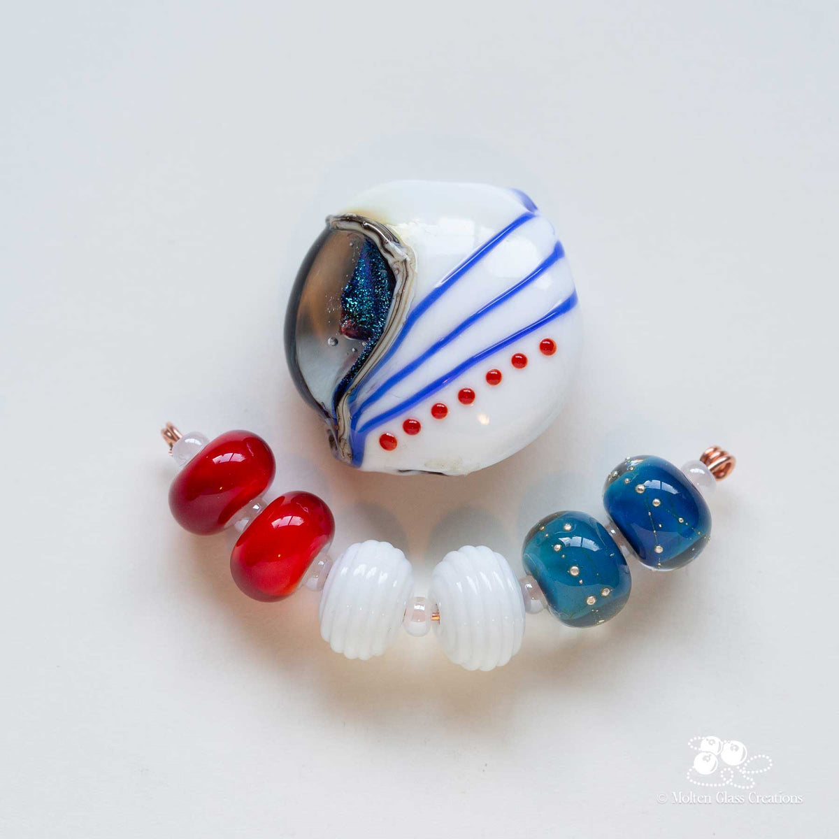 Red, White & Blue Glass Bead Set