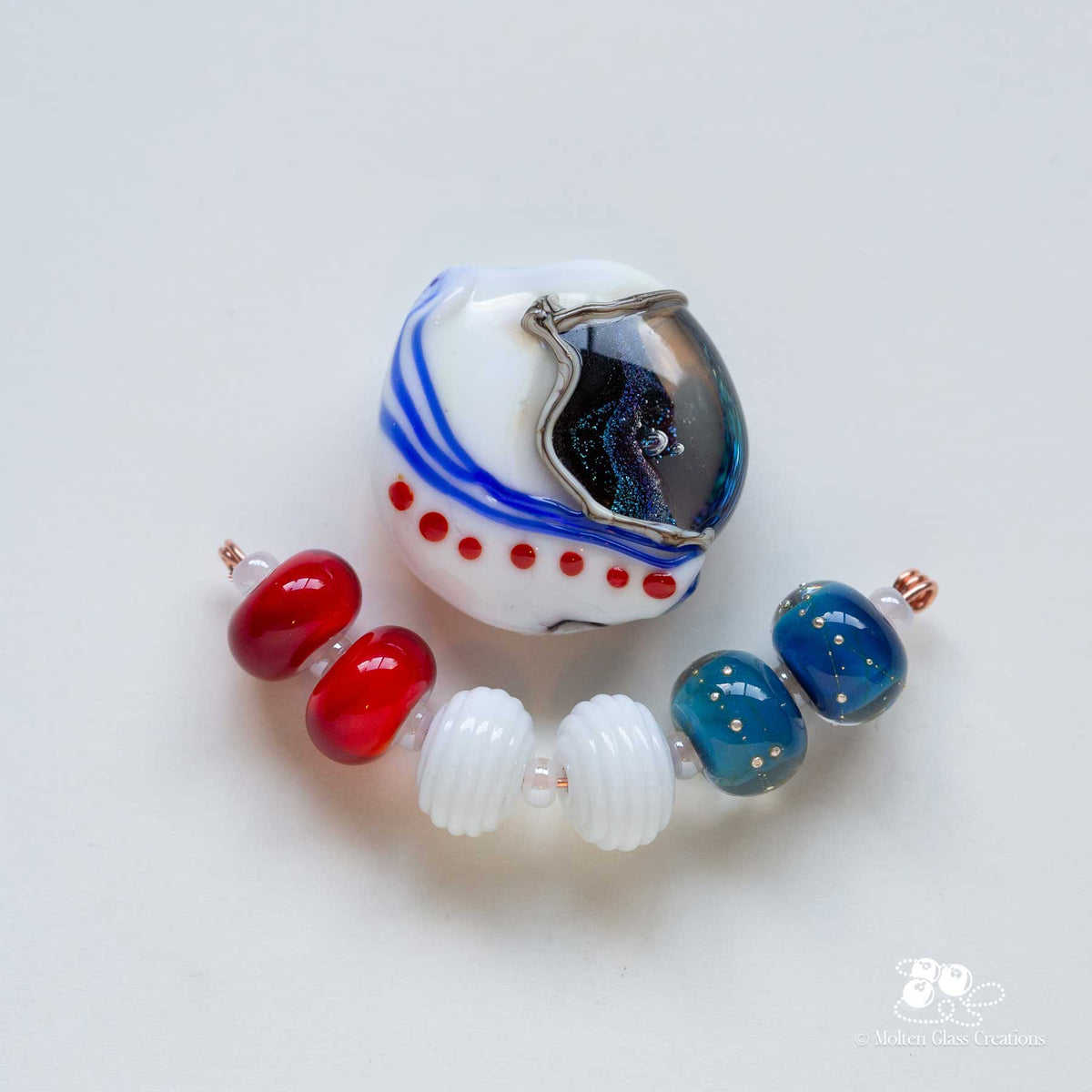 Red, White & Blue Glass Bead Set