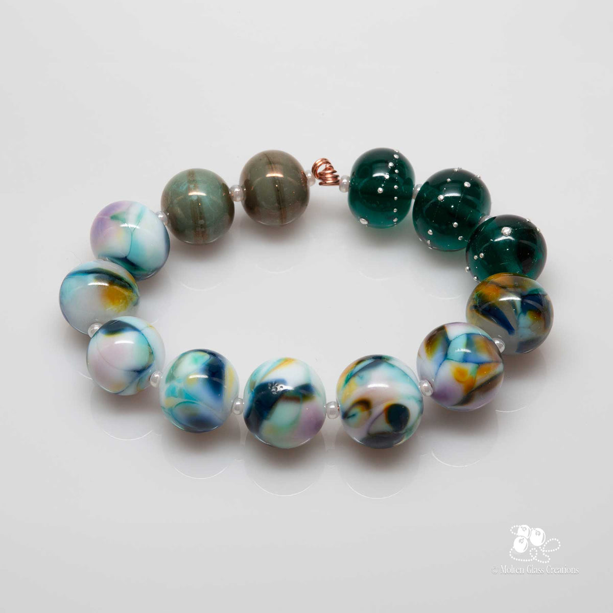 Bead set - Shades of Green Marble