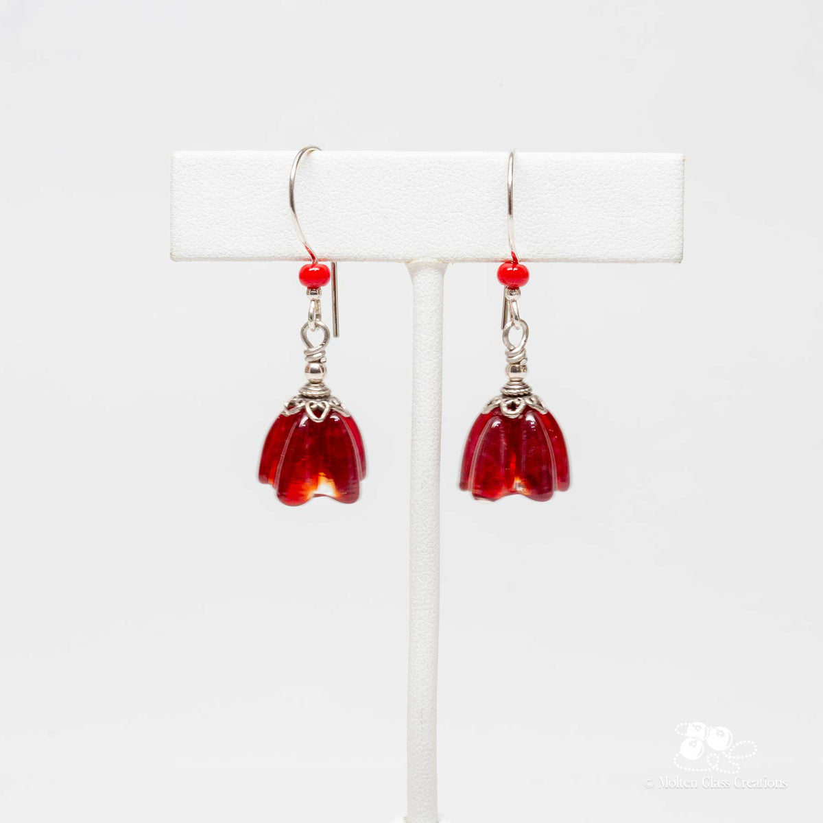 Bell Flower Earrings - Red