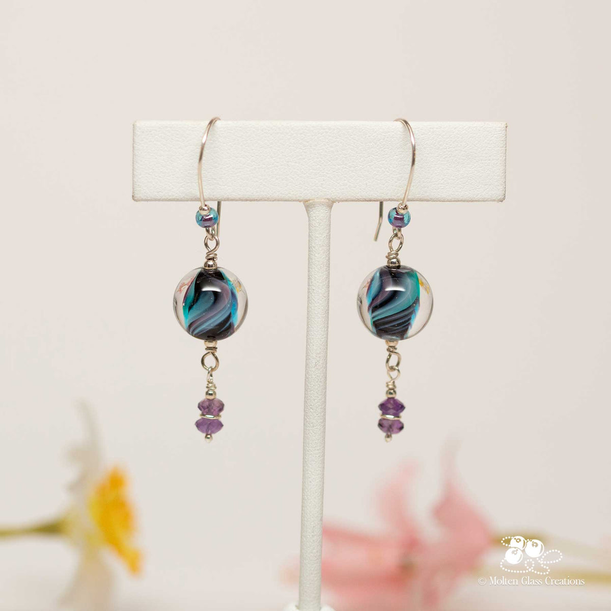 Blue and Purple Swirl Earrings