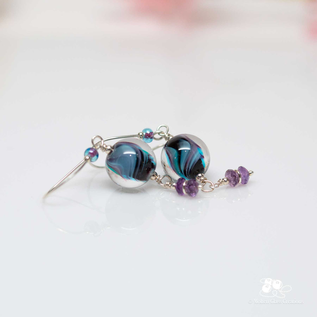 Blue and Purple Swirl Earrings