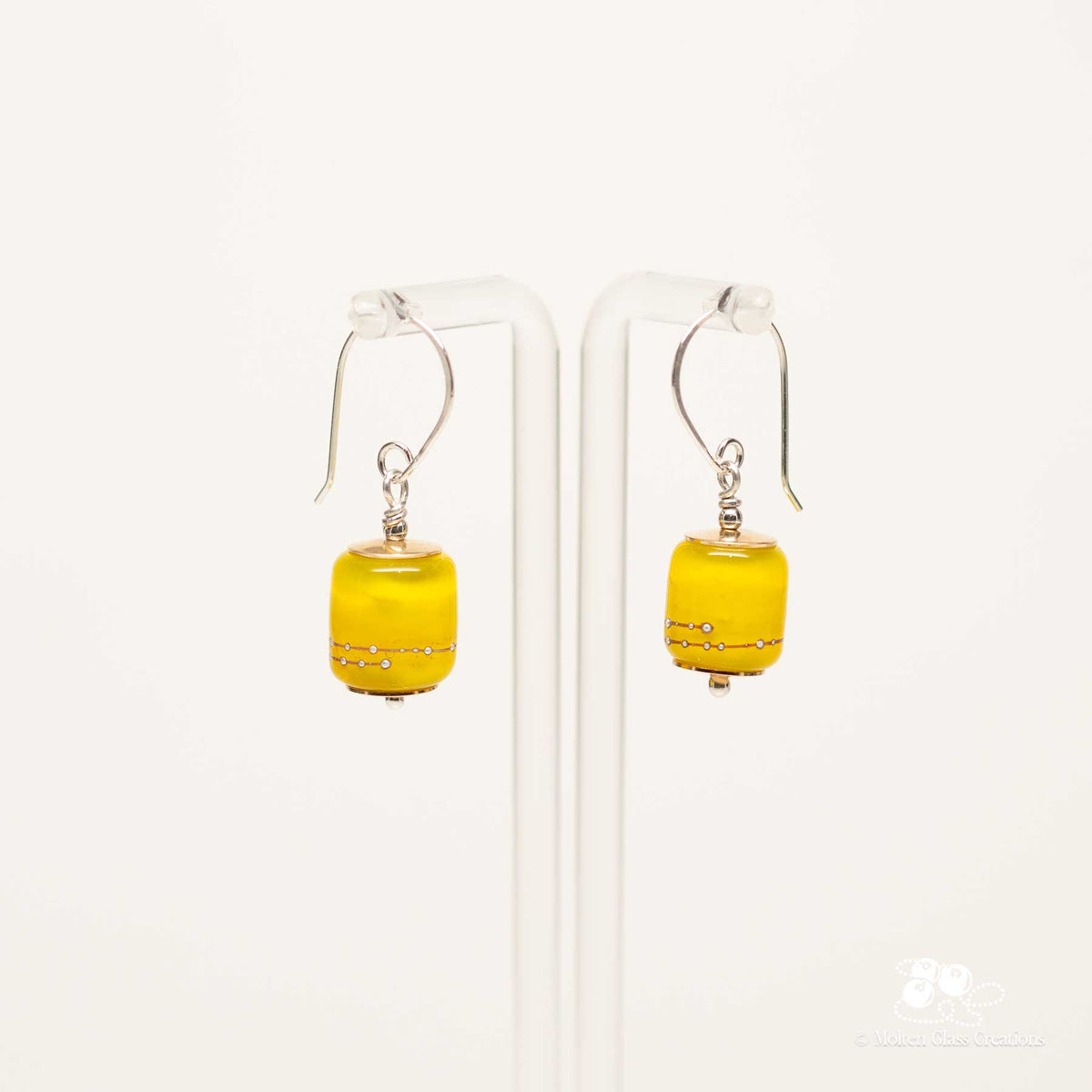 Yellow Barrel Drop Earrings