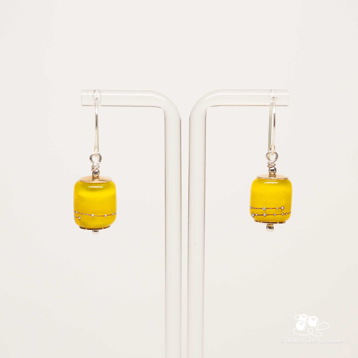 Yellow Barrel Drop Earrings