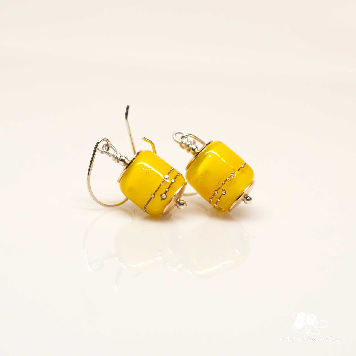 Yellow Barrel Drop Earrings