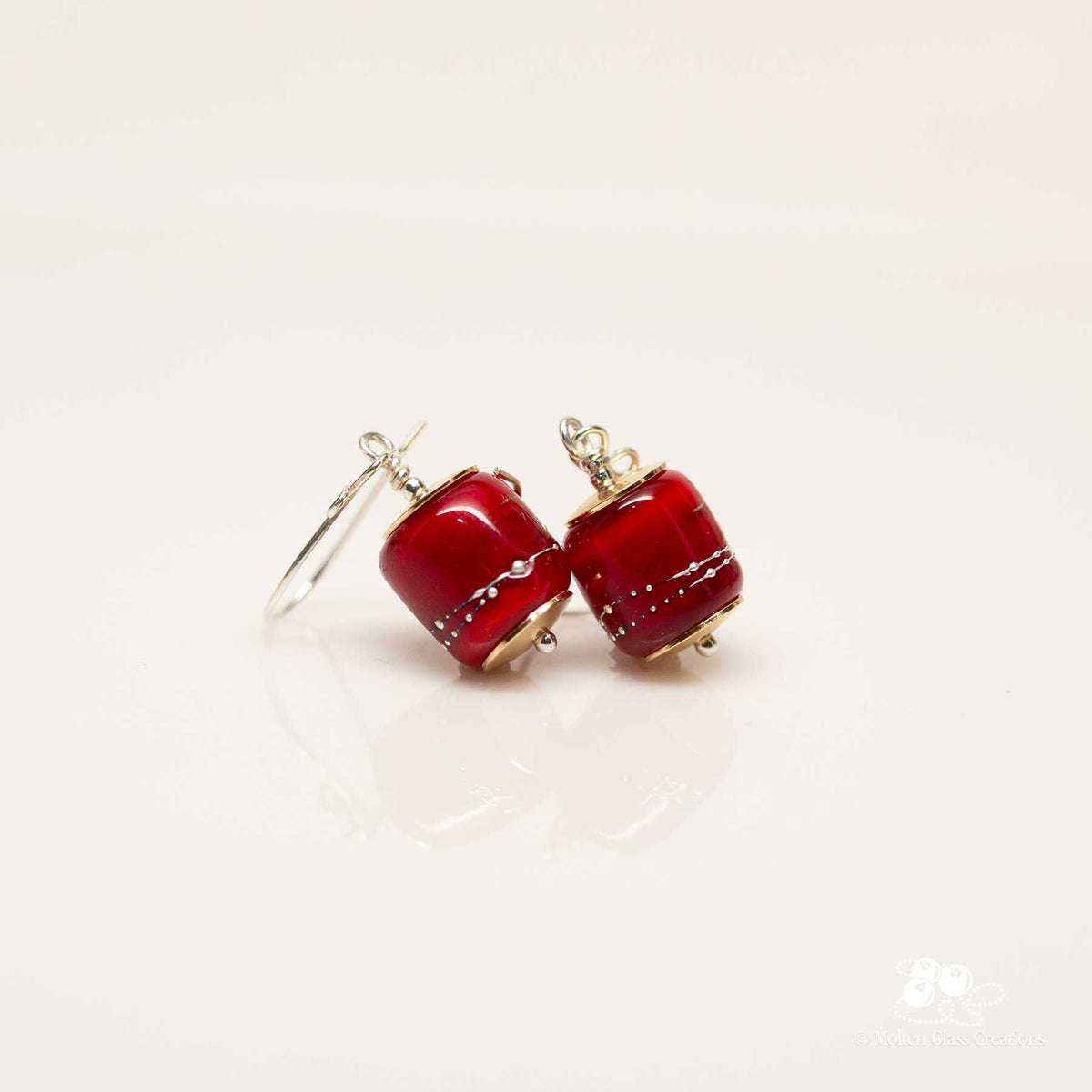 Red Barrel Drop Earrings