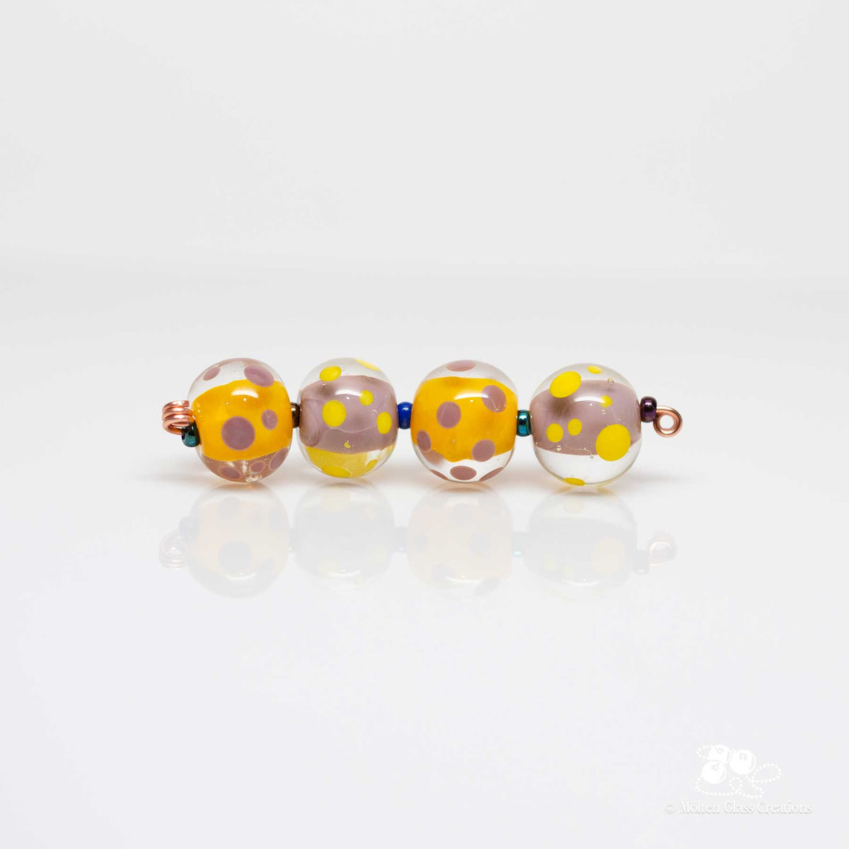 Yellow & Purple Lampwork Bead Set