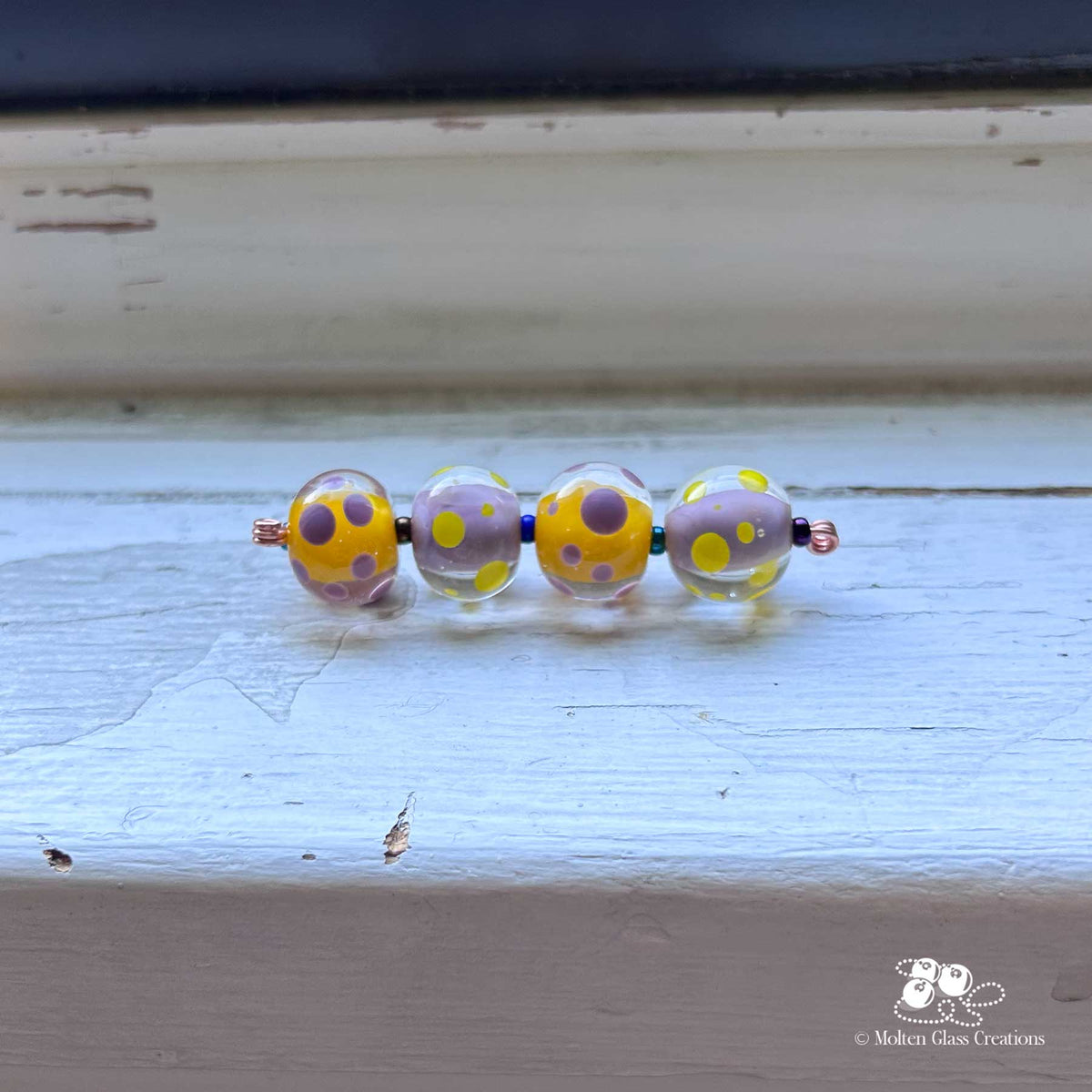Yellow & Purple Lampwork Bead Set