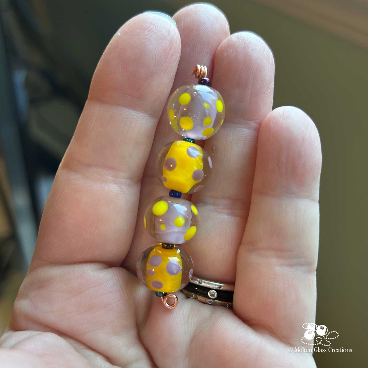 Yellow & Purple Lampwork Bead Set