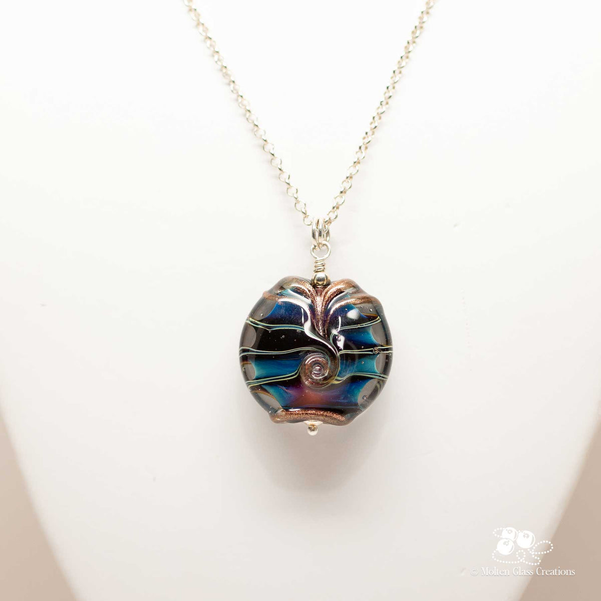 Deep Blue & Gold Tornado Pendant