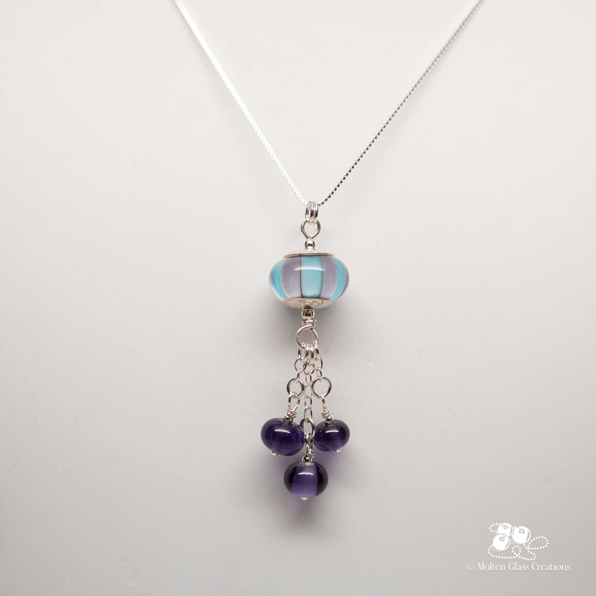 Blue & Purple Striped Glass Pendant