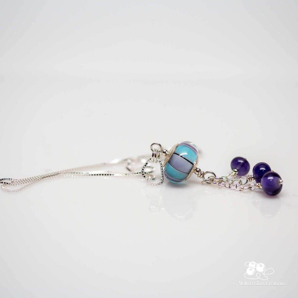 Blue & Purple Striped Glass Pendant