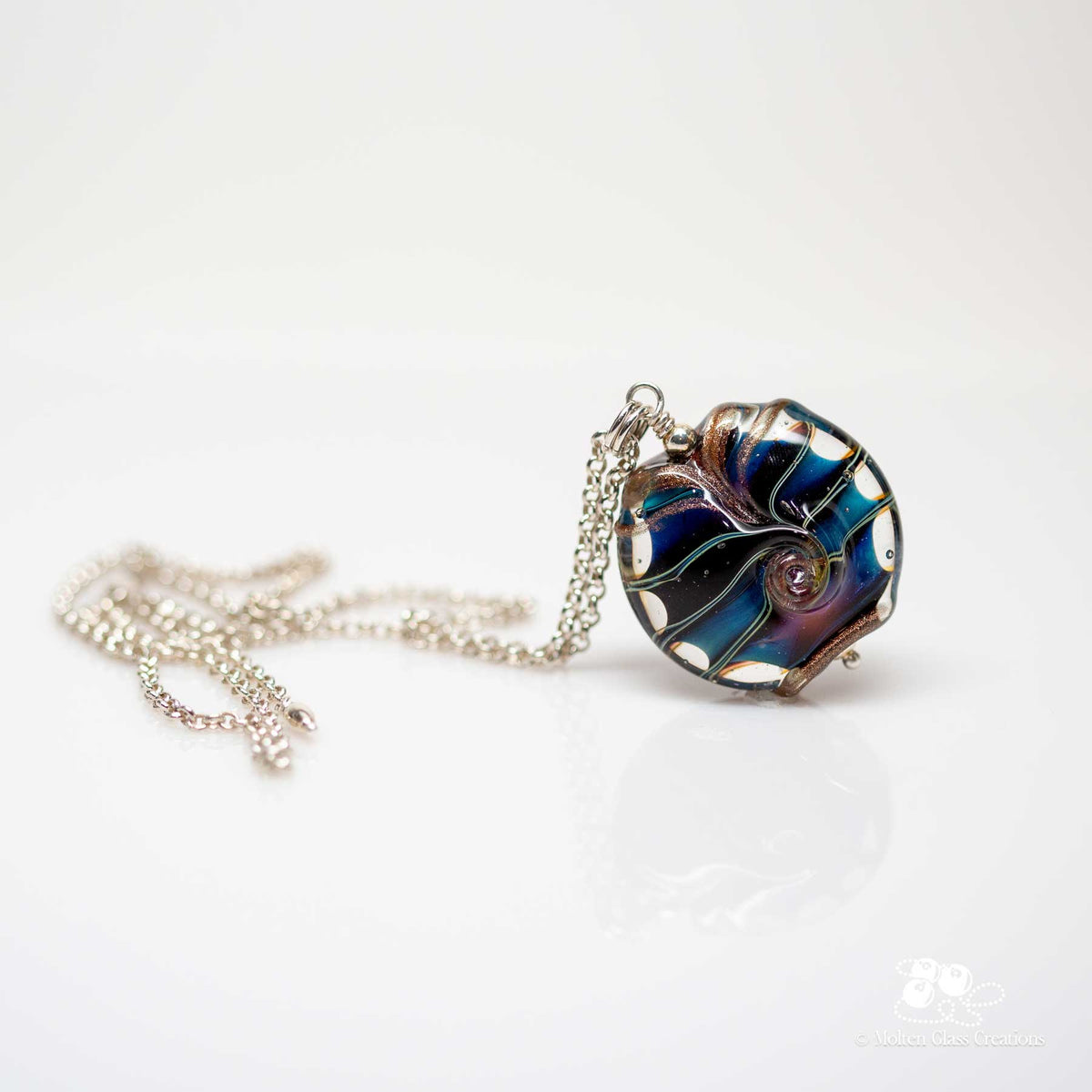 Deep Blue & Gold Tornado Pendant