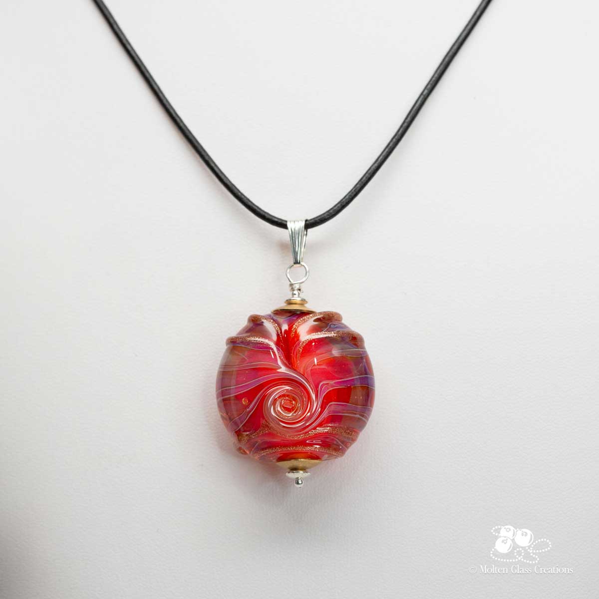 Hot Pink Swirl Glass Pendant Necklace