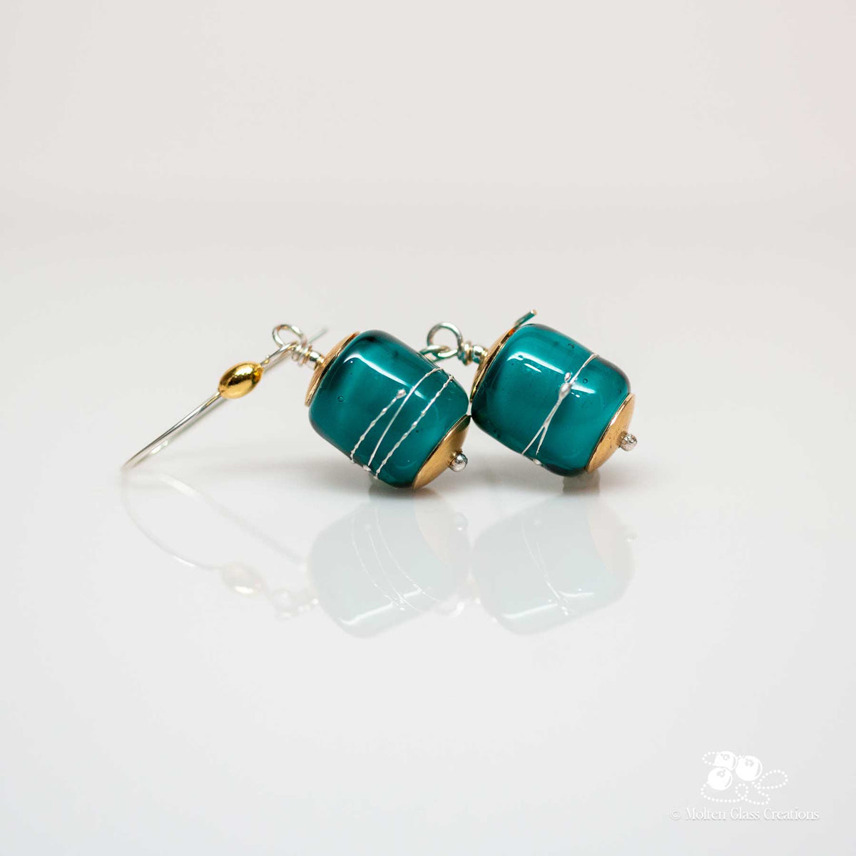 Teal Barrel Earrings