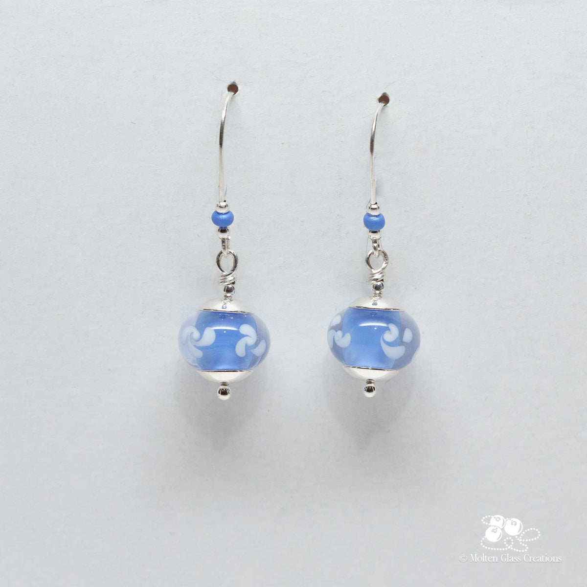 Periwinkle Pinwheel Glass Bead Earrings
