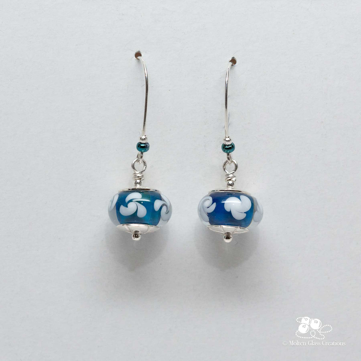 Deep Blue Pinwheel Glass Bead Earrings