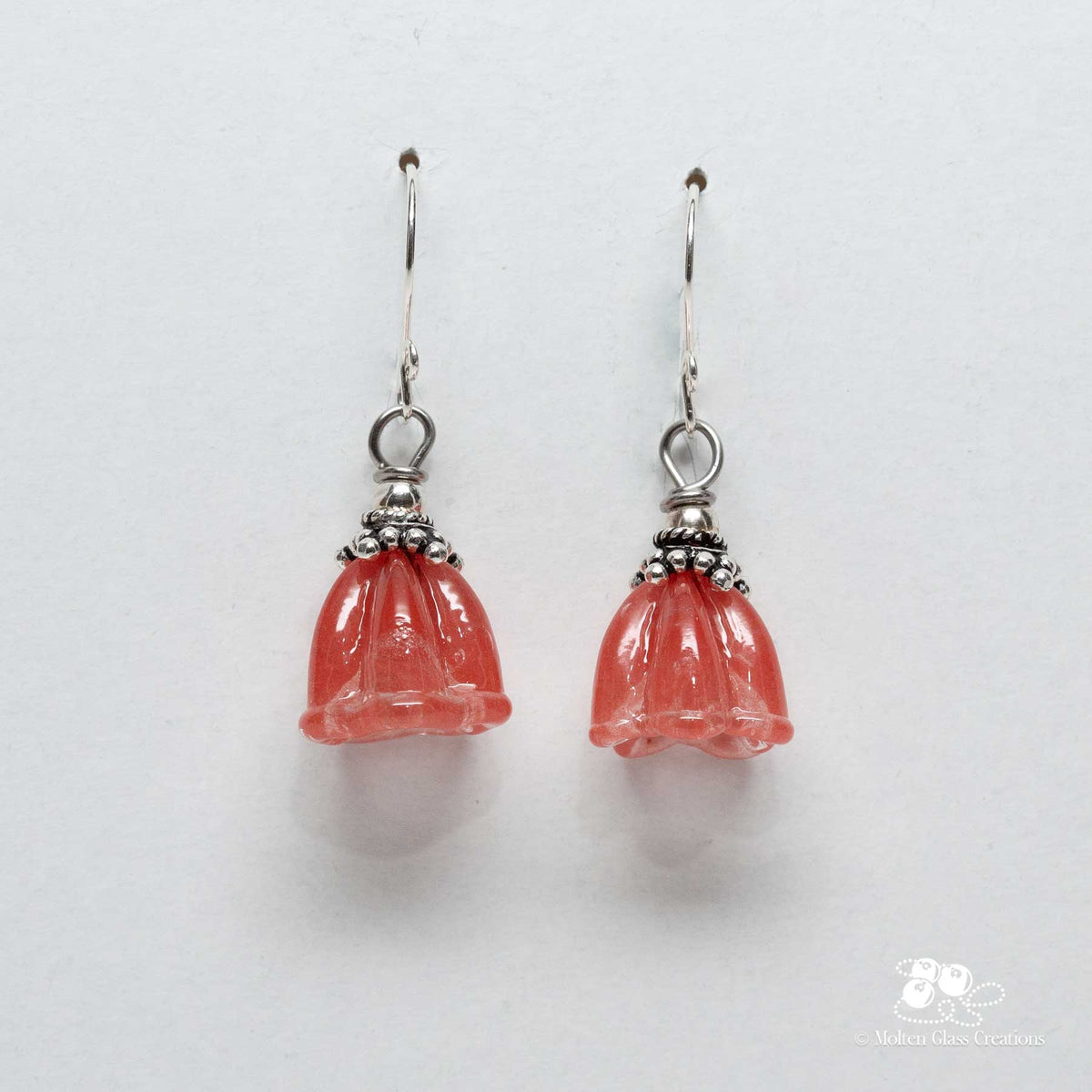 Pink Bell Flower Glass Earrings