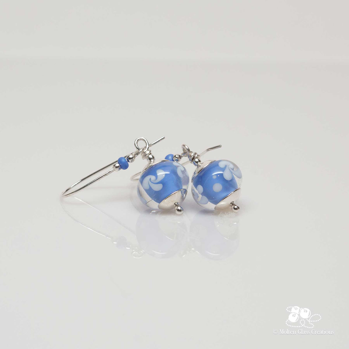 Periwinkle Pinwheel Glass Bead Earrings