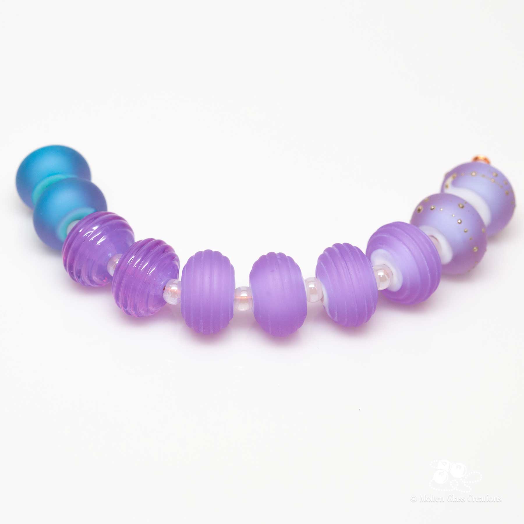 lavender and blue glass beads
