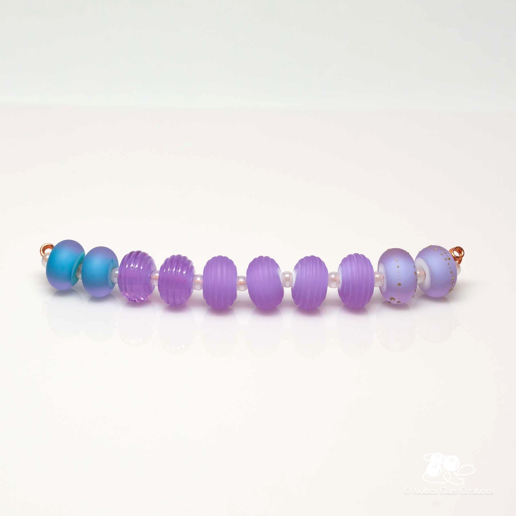 lavender and blue glass beads