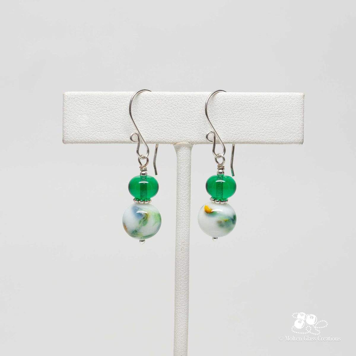 earrings with a green marble style look